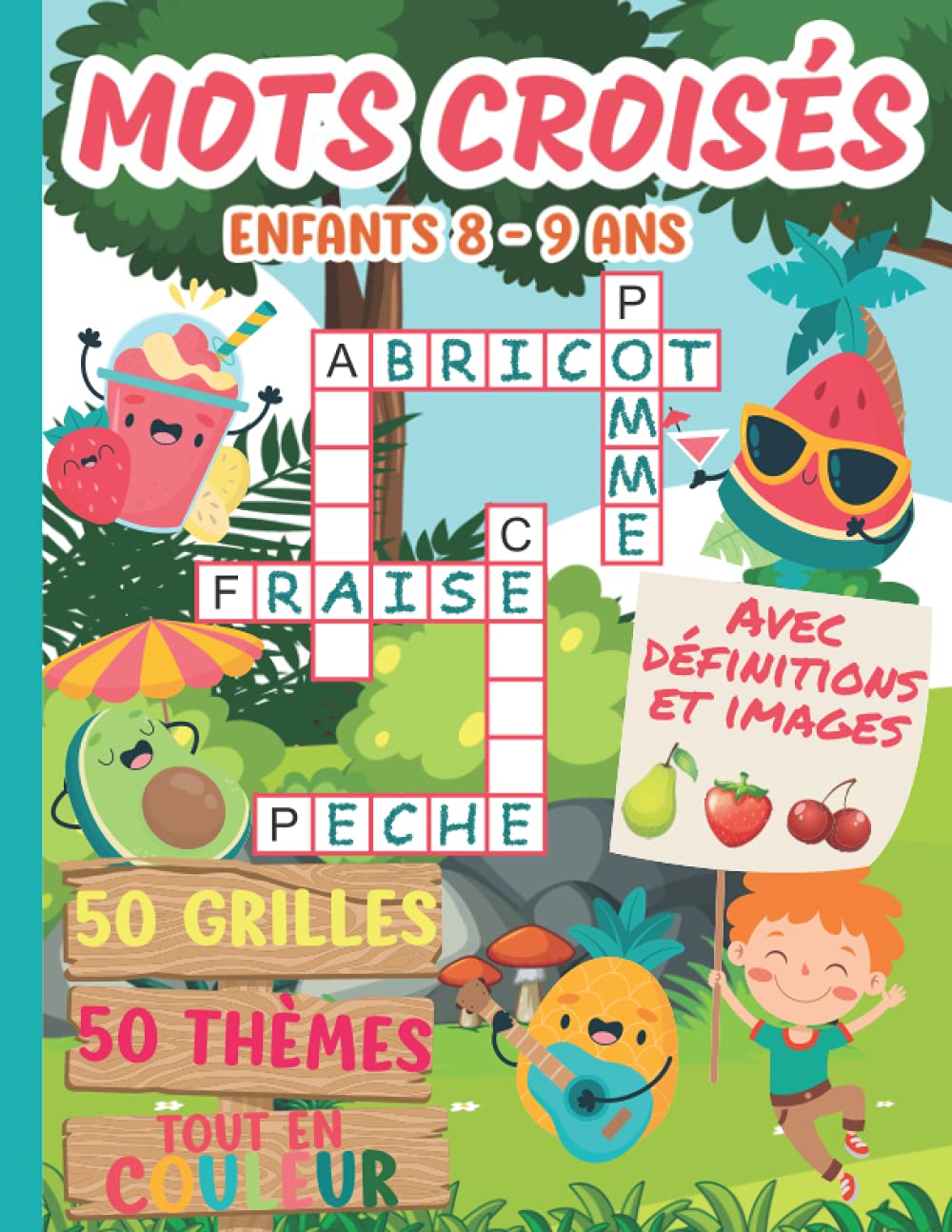 Mots croisés enfants 8 – 9 ans — couverture du cahier pour enfants 8-9 ans